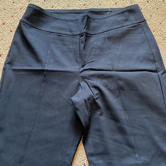 J McLaighlin navy blue stretch pull on trousers with front seam and back pockets - Picture 2 of 4